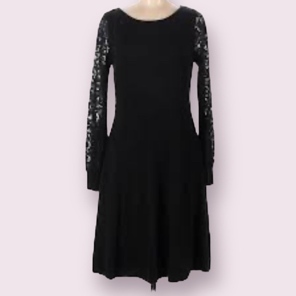 ELIZA J Womens Scoop Neck Lace Long Sleeve A Line Knit Ribbed Dress Plus Size 1X - Picture 1 of 13